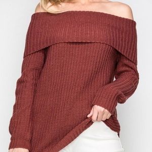 Favlux rust off shoulder hip length sweater size small